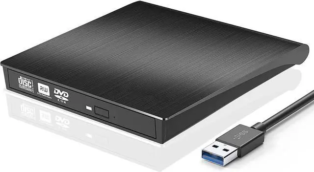 Main image of [New Upgraded] External CD Drive, USB 3.0 Portable CD/DVD +/-RW Drive Slim DVD/CD ROM Rewriter Burner Compatible with Laptop Desktop PC Windows Linux OS Mac (Black)
