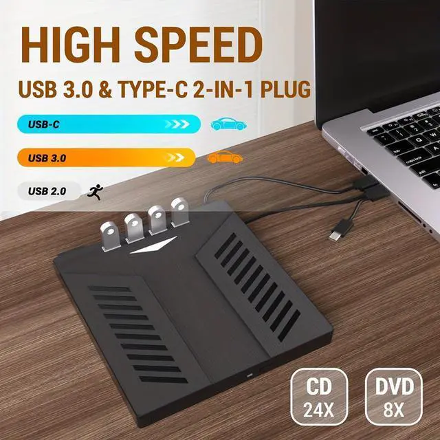 Alt view image 2 of 7 - [7 in 1] Multifunctional External CD DVD Drive, USB 3.0 Type-C CD DVD +/-RW Optical Drive CD Burner, Ultra-Slim Drive with 4 USB Ports and SD/TF Card Slots, Compatible with Linux Windows MacOS
