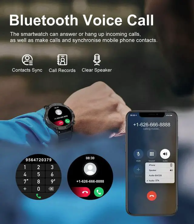 Alt view image 2 of 7 - Sport Smart Watch for Men, Military Activity Tracker Smartwatch with Oxygen/Blood Pressure Monitor, IP67 waterproof Sports Fitness Watch Pedometer, Make and Answer Call Smartwatch for iOS Android