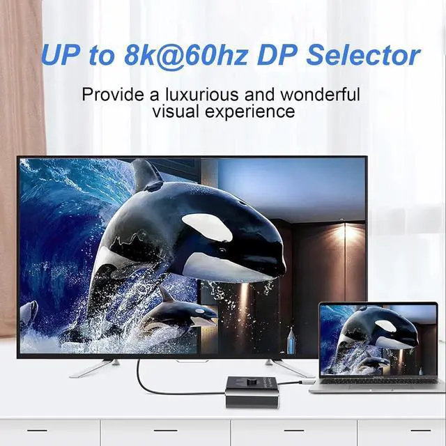 Alt view image 6 of 7 - 2 Port DisplayPort Switch Bidirectional, 8K Bi-Direction Display Port Switch 2 in 1 Out / 1 in 2 Out Manual Switch DP Switcher Selector Box Support 8K@60Hz 4K@120Hz for PC/Laptop/Game Console