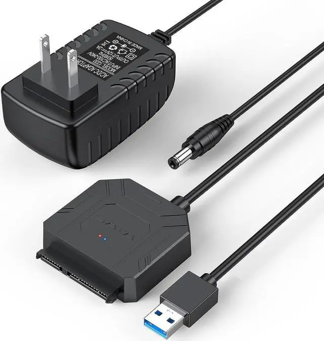 Main image of SATA III to USB 3.0 Adapter with 12 Power Adapter, External Hard Drive Converter Cable Adapter for 2.5 3.5 Inch HDD SSD SATA III Support UASP Compatible for S-ea-gate W-D Hitachi To-sh-iba etc..
