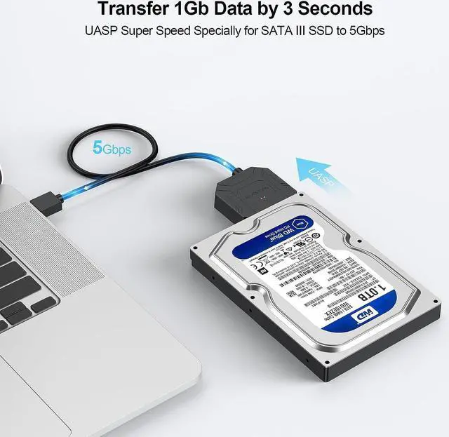 Alt view image 3 of 7 - SATA III to USB 3.0 Adapter with 12 Power Adapter, External Hard Drive Converter Cable Adapter for 2.5 3.5 Inch HDD SSD SATA III Support UASP Compatible for S-ea-gate W-D Hitachi To-sh-iba etc..