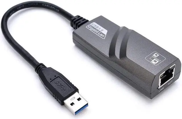 Main image of Super Speed USB 3.0 to RJ45 10/100/1000Mbps Gigabit Ethernet Network Adapter for PC or Laptop Windows 10, 8, 7, XP, Vista, Mac OS, Linux (Black) (USB 3.0 to RJ45 Ethernet Adapter)