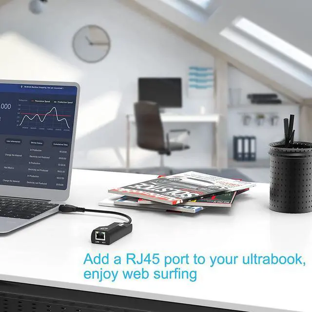 Alt view image 5 of 7 - Super Speed USB 3.0 to RJ45 10/100/1000Mbps Gigabit Ethernet Network Adapter for PC or Laptop Windows 10, 8, 7, XP, Vista, Mac OS, Linux (Black) (USB 3.0 to RJ45 Ethernet Adapter)