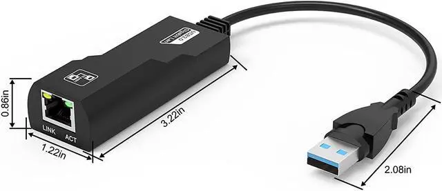 Alt view image 6 of 7 - Super Speed USB 3.0 to RJ45 10/100/1000Mbps Gigabit Ethernet Network Adapter for PC or Laptop Windows 10, 8, 7, XP, Vista, Mac OS, Linux (Black) (USB 3.0 to RJ45 Ethernet Adapter)