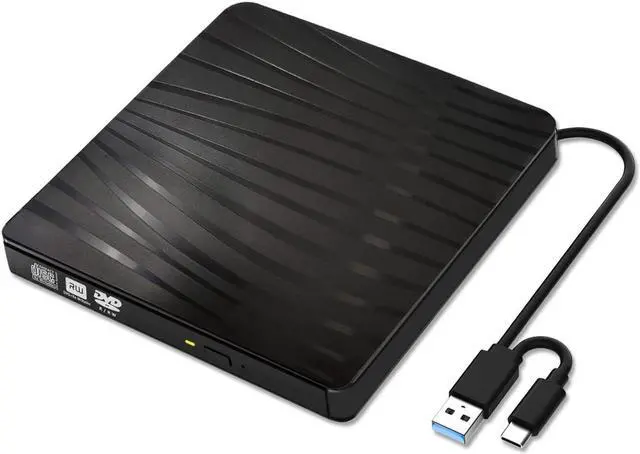 Main image of USB 3.0 External CD DVD Drive, Portable Slim USB 3.0&USB-C CD DVD +/-RW Drive Burner CD/DVD Player Writer,High Speed Transfer for Laptop MacBook Desktop iMac Mac OS Windows XP/7/8/10/Vista (Black)