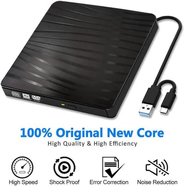 Alt view image 5 of 7 - USB 3.0 External CD DVD Drive, Portable Slim USB 3.0&USB-C CD DVD +/-RW Drive Burner CD/DVD Player Writer,High Speed Transfer for Laptop MacBook Desktop iMac Mac OS Windows XP/7/8/10/Vista (Black)