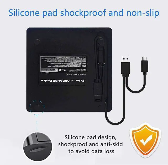 Alt view image 7 of 7 - USB 3.0 External CD DVD Drive, Portable Slim USB 3.0&USB-C CD DVD +/-RW Drive Burner CD/DVD Player Writer,High Speed Transfer for Laptop MacBook Desktop iMac Mac OS Windows XP/7/8/10/Vista (Black)