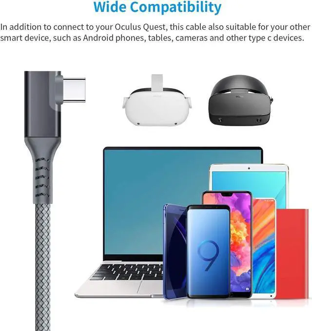Alt view image 7 of 7 - VR Link Cable 16FT/5M Compatible for Oculus Quest 2, USB 3.0 to USB Type C High Speed Data Transfer & Fast Charging USB C Cable Compatible for VR Headset Quest Headset and Gaming PC (16feet, Gray)
