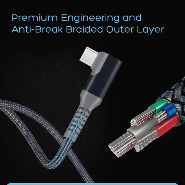 Alt view image 3 of 7 - Oculus Link Cable 19ft/6M, 90 Degree Link Cable with 5Gbps Data Transfer and up to 3A Fast Charging, USB A to USB C Link Cable for Oculus Quest and Quest 2 VR Headset and Gaming PC (19FT/6M)