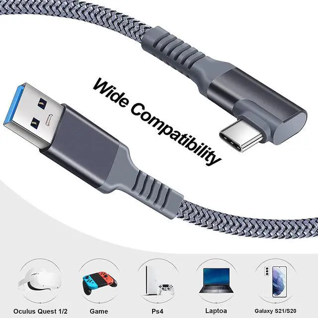 Alt view image 7 of 7 - Oculus Link Cable 19ft/6M, 90 Degree Link Cable with 5Gbps Data Transfer and up to 3A Fast Charging, USB A to USB C Link Cable for Oculus Quest and Quest 2 VR Headset and Gaming PC (19FT/6M)