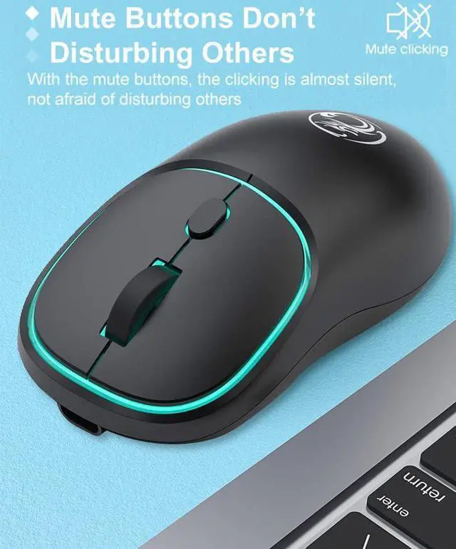Alt view image 5 of 7 - Wireless Gaming Mouse for Laptop, 2.4 GHz with USB Receiver Gaming Mice for Computer - Rechargeable Portable Silent LED Wireless Mouse for MacBook air, pro,i-Pad, Mac, Chrome-book, PC (Black)