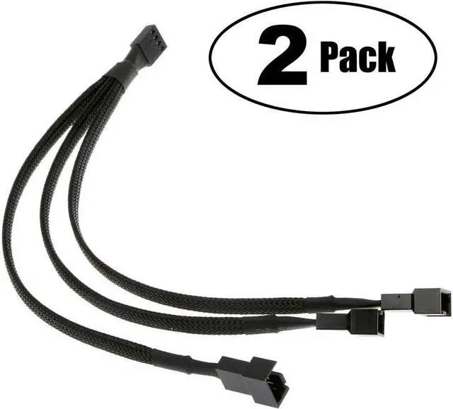 Alt view image 2 of 5 - PWM Fan Splitter Adapter Cable Sleeved Braided Y Splitter Computer PC 4 Pin Fan Extension Power Cable 1 to 3 Converter 10 inches (2 Pack)