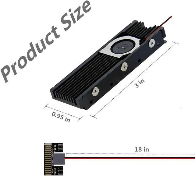 Alt view image 4 of 6 - Aluminum M.2 2280 SSD Heatsinks with 20mm Fan Powerful Cooling for PCIE NVME or SATA M.2 SSD Cooler
