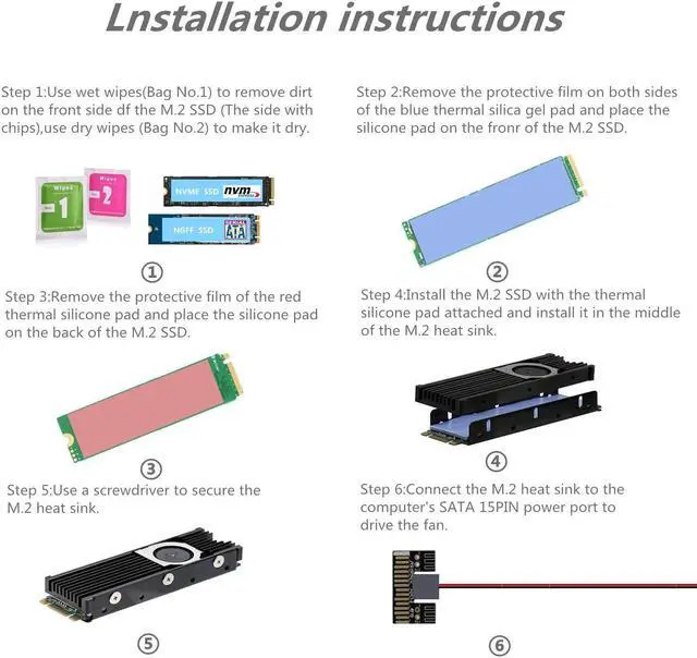 Alt view image 5 of 6 - Aluminum M.2 2280 SSD Heatsinks with 20mm Fan Powerful Cooling for PCIE NVME or SATA M.2 SSD Cooler