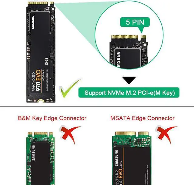 Alt view image 2 of 7 - M.2 NVME USB 3.1 Adapter M-Key M.2 NGFF NVME to USB Card High Performance 10 Gbps USB 3.1 Gen 2 Bridge Chip Support 2230 2242 2260 2280 Size SSD
