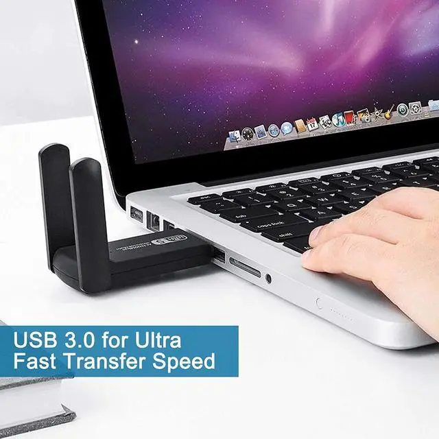 Alt view image 4 of 7 - USB WiFi Adapter 1200Mbps Wireless Internet Adapter USB 3.0 WiFi Dongle for PC 802.11AC with 3dBi High Gain Antenna Support Linux Mac OS 10.15 Windows 10/8.1/8/7/ XP System, Easy to Use (Black)