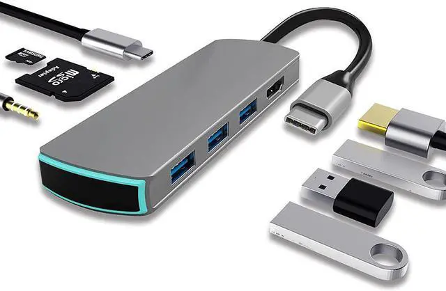 Main image of USB C Hub-Dongle, 8 in 1 Type C Hub USB C to HDMI Multiport Adapter Compatible for MacBook Pro&Air Accessories USB C Laptops and Other Type C Devices (TF/SD Card Reader 100W PD/4K HDMI USB3.0)