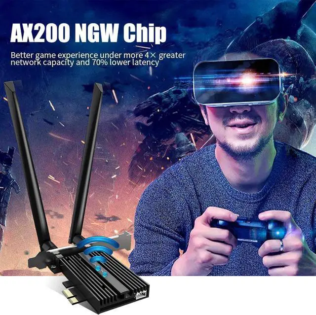 Alt view image 7 of 7 - AX200 WiFi 6 Card PCIe 3000Mbps for PC, Wireless Adapter with Bluetooth 5.0 Dongle 802.11AX WiFi Adapter Express Network Dual Band 5dBi High Rotating Antenna (ONLY Support Desktop for Win10 64bit)