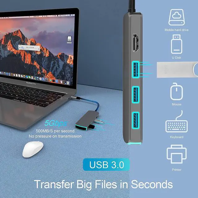Alt view image 3 of 7 - USB C Hub-Dongle, 8 in 1 Type C Hub USB C to HDMI Multiport Adapter Compatible for MacBook Pro&Air Accessories USB C Laptops and Other Type C Devices (TF/SD Card Reader 100W PD/4K HDMI USB3.0)