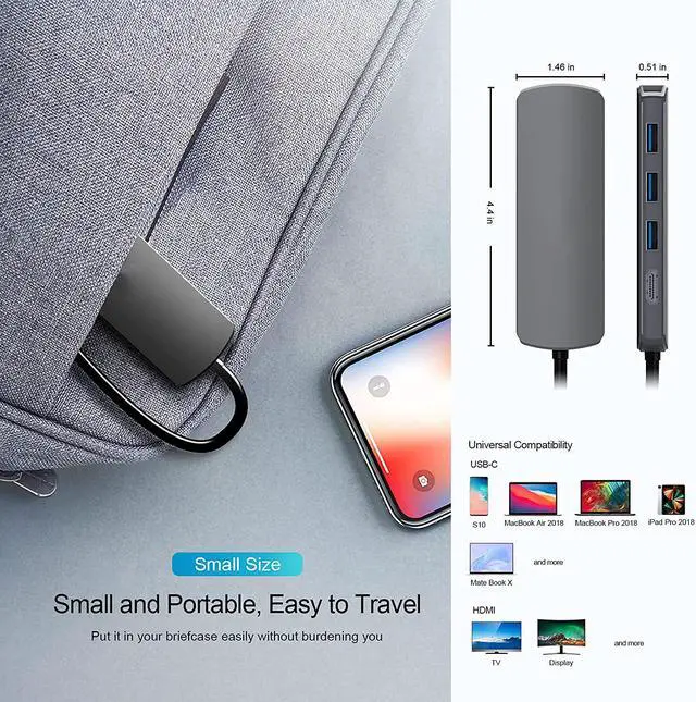 Alt view image 7 of 7 - USB C Hub-Dongle, 8 in 1 Type C Hub USB C to HDMI Multiport Adapter Compatible for MacBook Pro&Air Accessories USB C Laptops and Other Type C Devices (TF/SD Card Reader 100W PD/4K HDMI USB3.0)