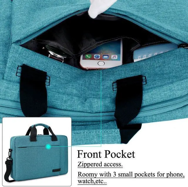 Alt view image 4 of 7 - BW224 Laptop Bag 13.3 Inch, Stylish Fabric Laptop Messenger Shoulder Bag Case Briefcase for 13 - 13.3 Inch Laptop / Notebook / MacBook / Ultrabook / Chromebook Computers (Blue)
