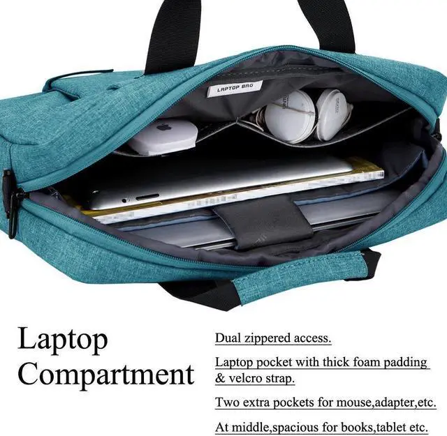 Alt view image 5 of 7 - BW224 Laptop Bag 13.3 Inch, Stylish Fabric Laptop Messenger Shoulder Bag Case Briefcase for 13 - 13.3 Inch Laptop / Notebook / MacBook / Ultrabook / Chromebook Computers (Blue)