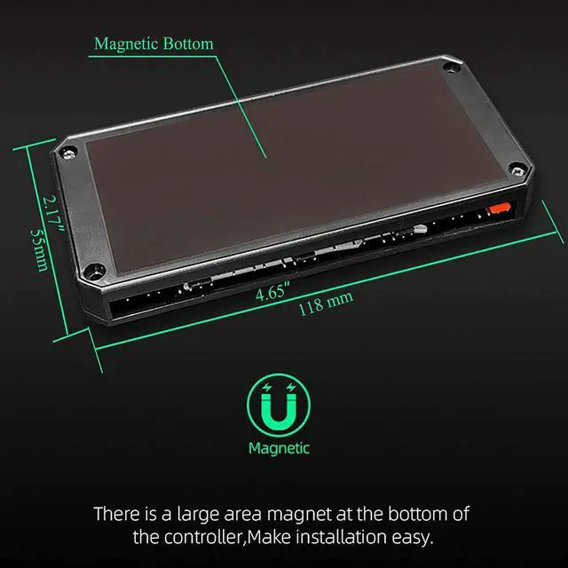 Alt view image 6 of 7 - COOLMOON Pwm Fan Temperature Controller Integrator, Remote Control PC RGB Light Adapter, 8*4pin Fan Speed Controller Port, 10*5v 3pin A-RGB Port with Magnet(Black)
