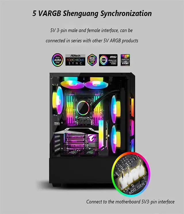 Alt view image 3 of 6 - Coolmoon cm-GH2 Vertical GPU Support Bracket Colorful 5V A-RGB Bracket Computer Graphics Video Card Stand GPU Holder,Black