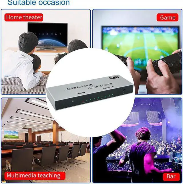 Alt view image 6 of 7 - HDMI 2.0 Switch 7 in 1 Out - 4K @60Hz HDMI Selector Switch with Remote,18Gbps HDMI 2.0 HDR HDCP 3D, Support 4K@60Hz 2160p 1080p Premium Quality Auto Switcher Hub for PS4/5 Xbox,TV, Nintendo