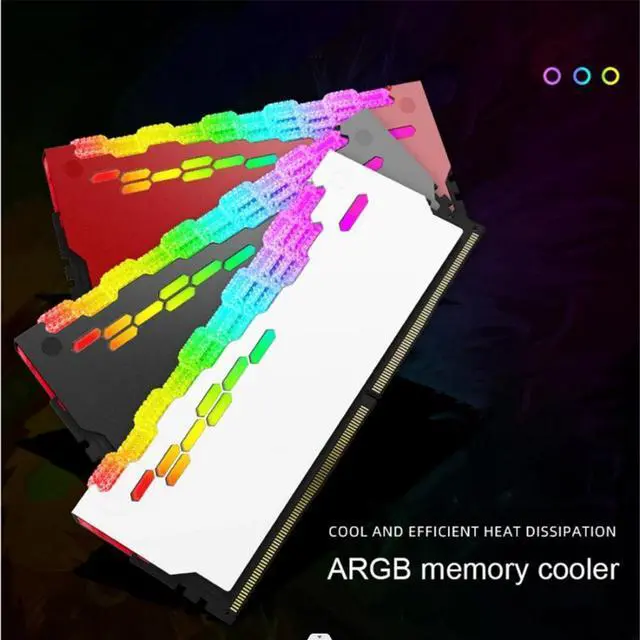 Alt view image 2 of 7 - COOLMOON Memory Heatsink Heat Sink Memory Cooling Vest Heat Sink Aura Sync ARGB Flashing Heat Sink for PC Desktop PC (White)