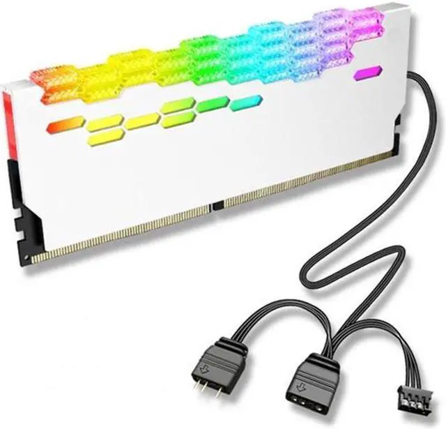 Main image of COOLMOON Memory Heatsink Heat Sink Memory Cooling Vest Heat Sink Aura Sync ARGB Flashing Heat Sink for PC Desktop PC (White)
