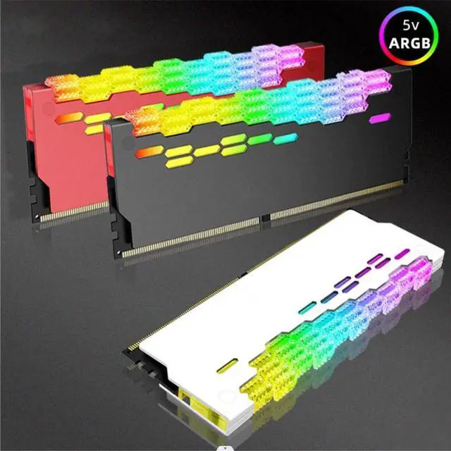 Alt view image 4 of 7 - COOLMOON Memory Heatsink Heat Sink Memory Cooling Vest Heat Sink Aura Sync ARGB Flashing Heat Sink for PC Desktop PC (White)