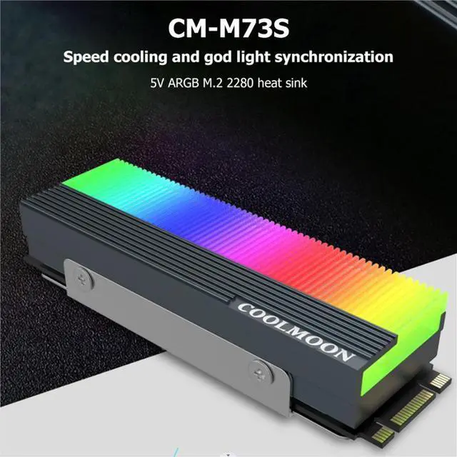 Alt view image 4 of 6 - COOLMOON ARGB M.2 SSD Hard Disk Heatsink Heat Dissipation Radiator Cooling Silicon Therma Pads Cooler M2 2280 NVME Radiator