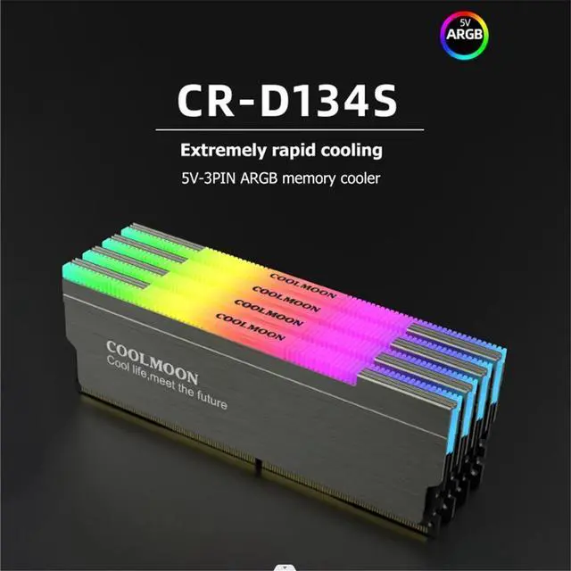 Alt view image 3 of 6 - COOLMOON CR-D134S ARGB RAM Heatsink Heat Spreader Cooler Memory Cooling Vest for Desktop Computer PC Memory