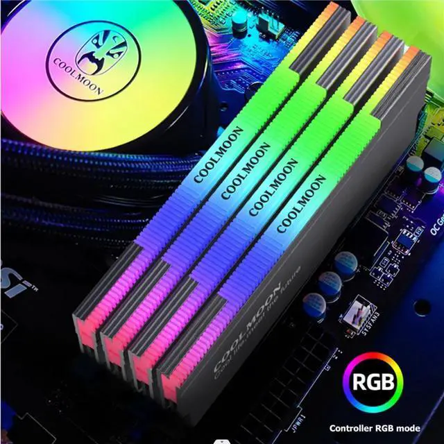 Alt view image 4 of 6 - COOLMOON CR-D134S ARGB RAM Heatsink Heat Spreader Cooler Memory Cooling Vest for Desktop Computer PC Memory
