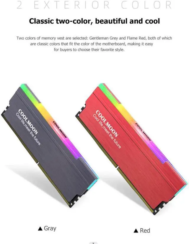 Alt view image 5 of 6 - COOLMOON CR-D134S ARGB RAM Heatsink Heat Spreader Cooler Memory Cooling Vest for Desktop Computer PC Memory