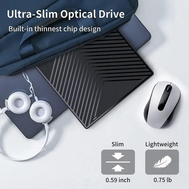 Alt view image 6 of 6 - External DVD CD Drive, USB 3.0 and Type-C External CD/DVD Drive DVD Burner with SD/TF Card Burner and 4 USB, [7 in 1] External DVD Drive for Windows/Linux/MacOS/Laptop/Desktops/PC