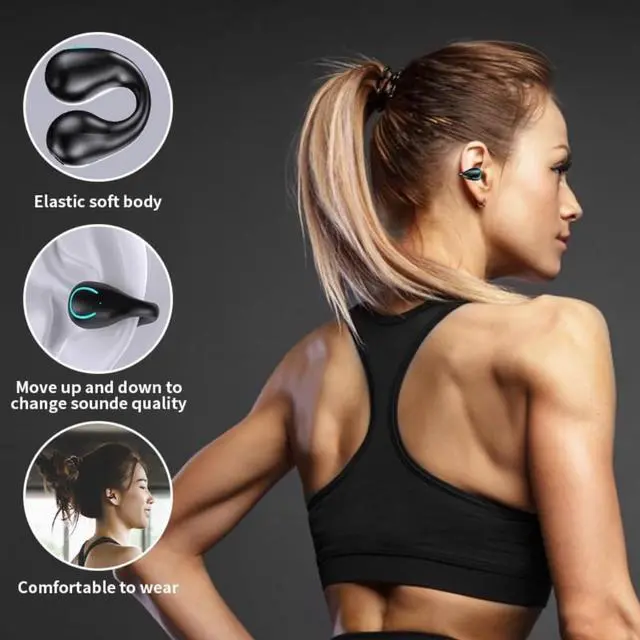 Alt view image 2 of 7 - True Wireless Earbuds, Clip-On Open Ear Headphones, Bluetooth 5.3 Wireless Earbuds with Digital Display Charging Case 80 Hours Playtime IPX5 Waterproof Sports Headphones for Running, Walking, Workout