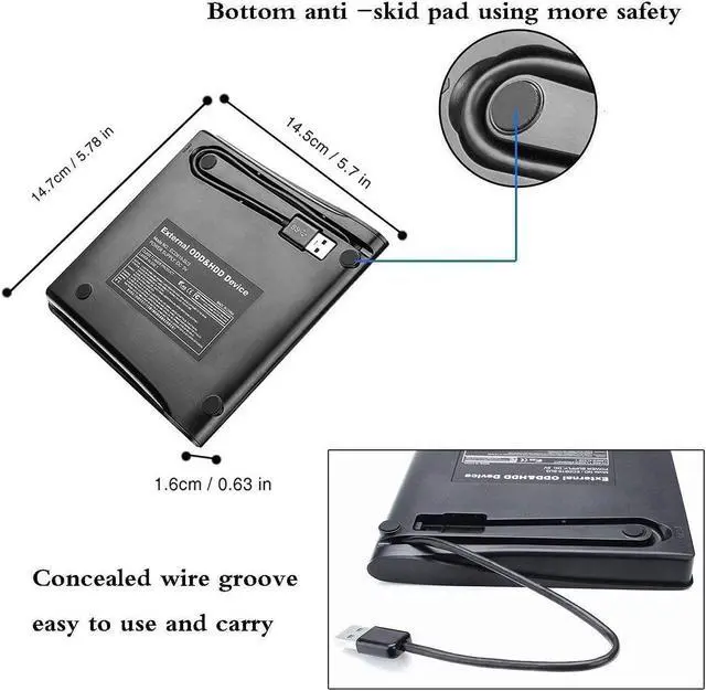 Alt view image 4 of 7 - External CD/DVD Drive for Laptop Desktop PC, USB 3.0 Ultra-Slim Portable CD DVD Burner Writer Compatible with Mac MacBook Pro/Air iMac Desktop Windows 7/8/10/XP/Vista (Black)