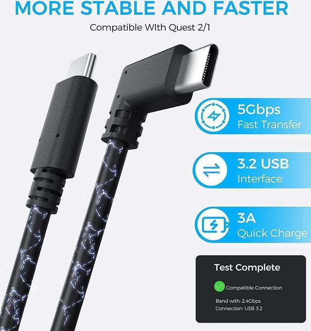 Alt view image 2 of 7 - USB C to C VR Link Cable for Oculus Quest 2, 16FT/5M High Speed Data Transfer Type C Replacement Charging Cable, USB C to USB C 3.0 Fast Charger Cord for Oculus Quest 2/1 (Black, 5M)