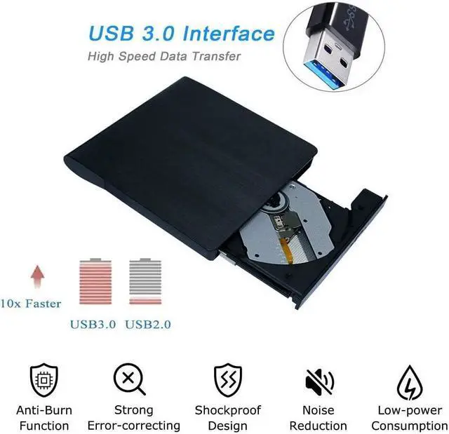 Alt view image 3 of 7 - USB 3.0 External CD/DVD Drive,Ultra-Thin Touch Portable High-Speed Data Transfer CD/DVD-RW Burner Player for Desktop Laptop Ultrabook Support Windows XP/7/8/10/Vista,Mac OS-Black eokCXOY