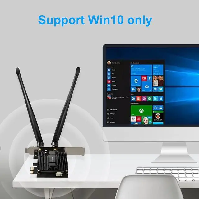 Alt view image 5 of 7 - 3000Mbps WiFi 6 PCI Express WiFi Card, Bluetooth 5.1 Dual Band 2.4G/5GHz 802. 11AC/AX Intel AX200 Chips Heat Sink Technology WiFi Network Adapter for PC Supports Windows10 (64bit) Only