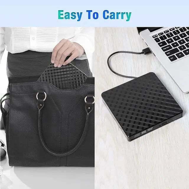Alt view image 7 of 7 - External CD/DVD Drive, USB 3.0 Ultra Slim Portable DVD Writer  External USB CD Drive DVD ROM CD Player/Rewriter +/-RW writer Burner player, Great Compatible With Windows/Mac OS/Laptop/PC/Desktops
