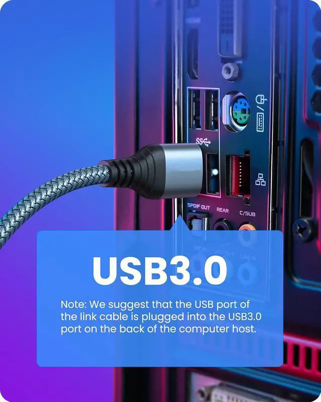Alt view image 7 of 7 - Oculus Link Cable Quest 2 Quest 1 [USB3.0/ 5Gbps], Nylon Braided Oculus Quest 2 Link Cable 16.4FT, High Speed Transfer & Fast Charge USB C Cable Compatible for VR Quest Headset and Gaming PC (Gray)