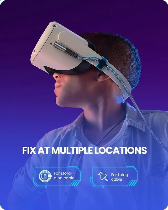 Alt view image 6 of 7 - Oculus Link Cable Quest 2 Quest 1 [USB3.0/ 5Gbps], Nylon Braided Oculus Quest 2 Link Cable 16.4FT, High Speed Transfer & Fast Charge USB C Cable Compatible for VR Quest Headset and Gaming PC (Gray)