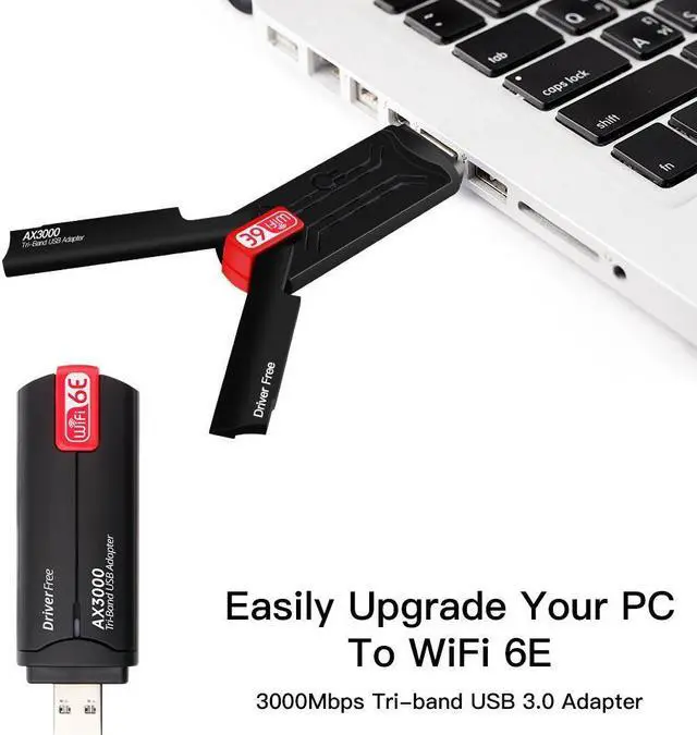 Alt view image 3 of 7 - WiFi 6E USB 3.0 WiFi Adapter for PC Desktop, AX3000 802.11AX Tri-Band 6GHz/5GHz/2.4GHz Dual 5dBi Antennas Wireless USB WiFi Dongle Network Adapter for Laptop Compatible with Windows 11/10 eokCXOY