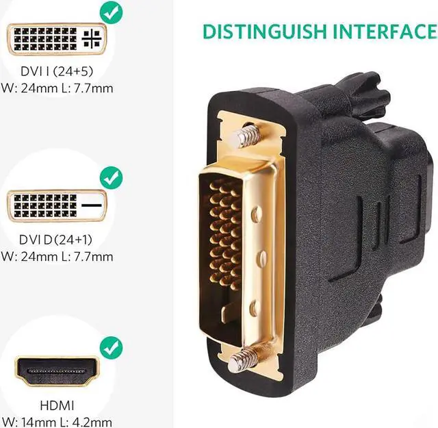 Alt view image 2 of 7 - DVI to HDMI Adapter, DVI-D 24+1Male to HDMI Female High Speed Adapter Converter Gold Plated Support 1080P for HDTV, Plasma, DVD, Projector, Computer