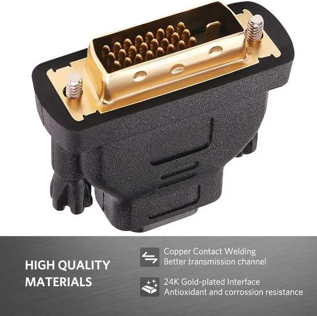 Alt view image 6 of 7 - DVI to HDMI Adapter, DVI-D 24+1Male to HDMI Female High Speed Adapter Converter Gold Plated Support 1080P for HDTV, Plasma, DVD, Projector, Computer