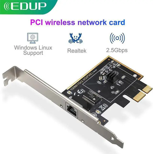 Alt view image 2 of 7 - 2.5Gbps PCI Express Network Adapter, 2.5GBase-T PCIe Card, Wake on LAN, Flow Control, Low Profile Bracket, Windows 11/10 /8 /8.1/7, Windows Server 2012, 2008, Linux PE25